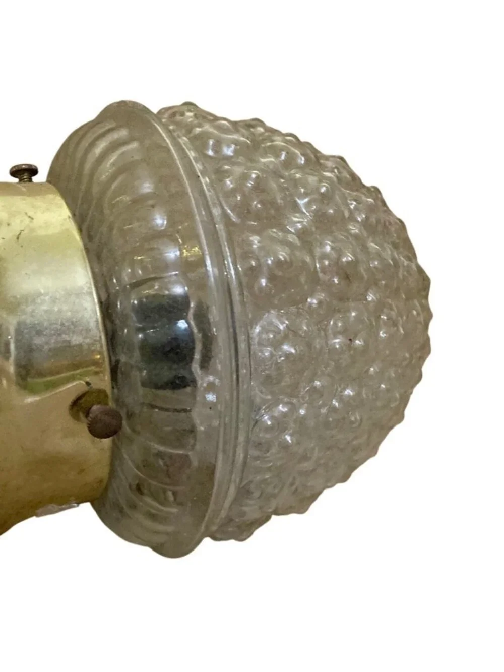 Vintage Art Deco Style Bubble Globe Shade & Brass Base Flush Mount Lamp Shade
